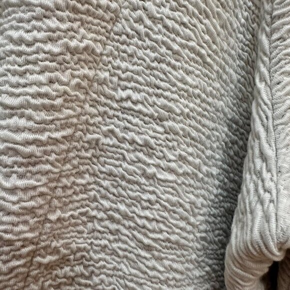 Eileen Fisher Cardigan Ivory Beige Textured Open Front Long Sleeve Pockets Large - Picture 5 of 7